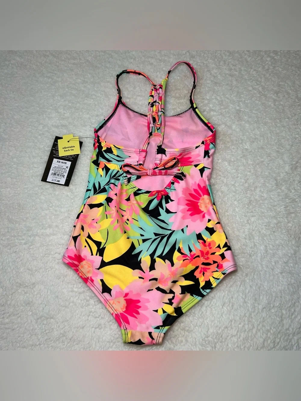 Art Class Girls Sunrise Blooms Floral Print One Piece Swimsuit XS NEW